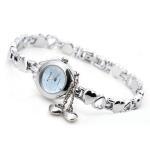 Round Quartz Watch with Double Hearts Pendant