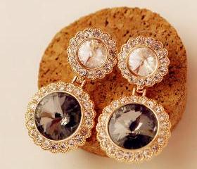 Vintage Style Round CZ Shiny Earrings